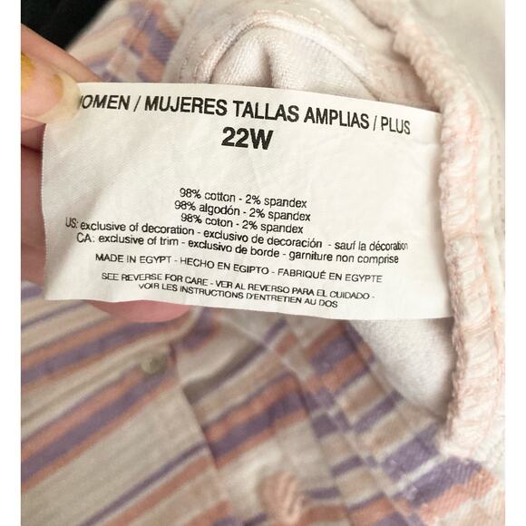 Gloria Vanderbilt Amanda Women's Cropped Capri Striped Jeans Size 22W - Picture 7 of 7